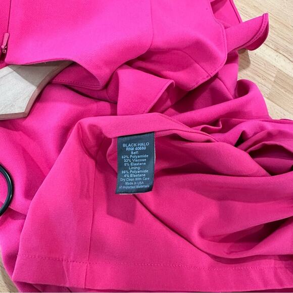Black Halo Pabla Mini Asymmetrical Ruffle Dress Pink Sleeveless size 2 - Picture 7 of 9